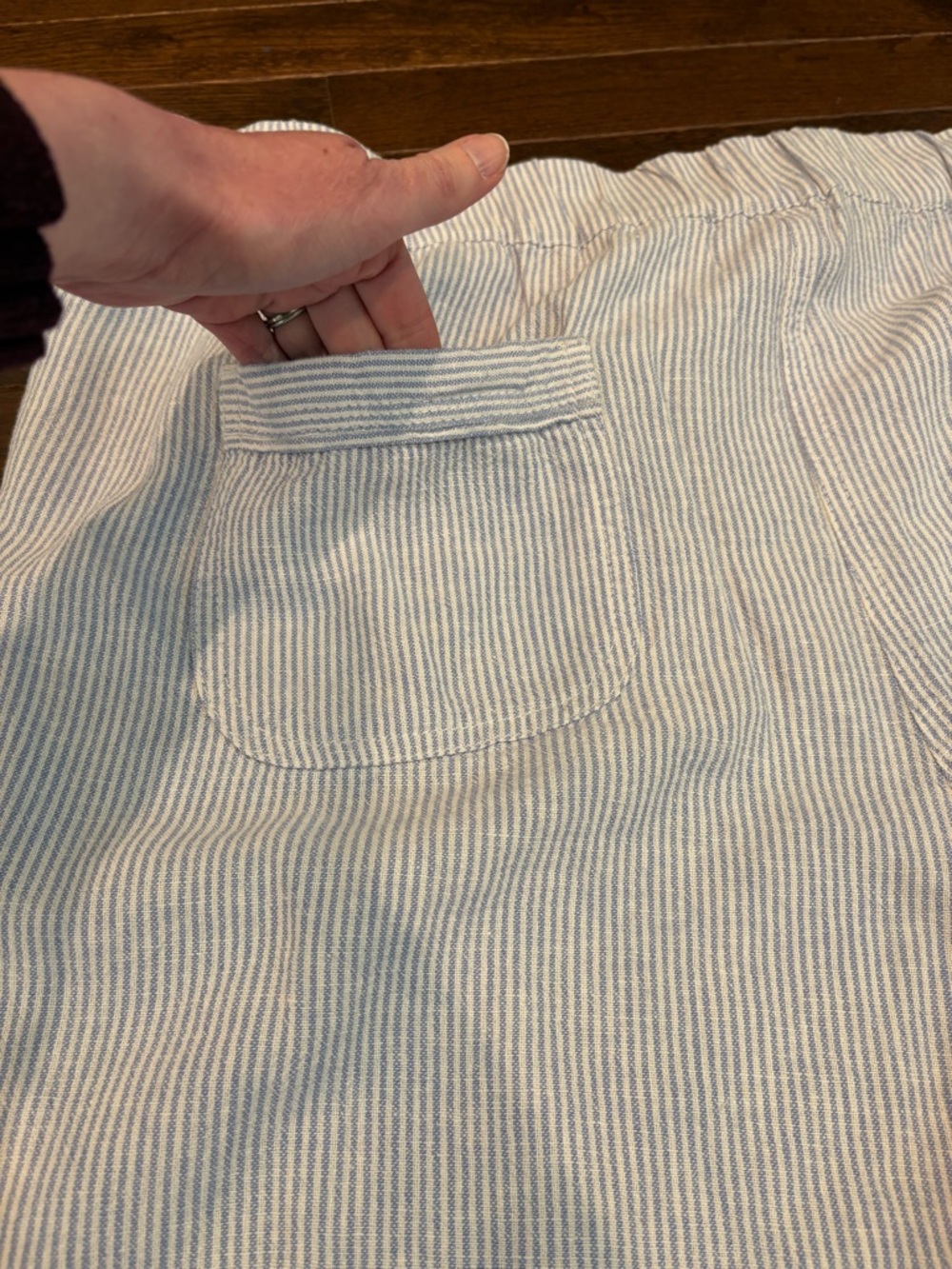 PER SE Linen Blend Pants Blue White Striped Women's 1X Coastal Grandmother - Picture 6 of 10